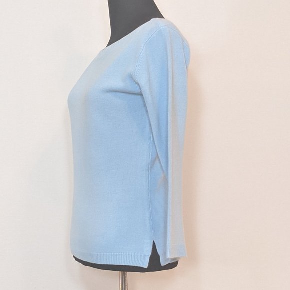 BCBG MaxAzria Sweater Lightweight Blue 3/4 Sleeve - Picture 3 of 6